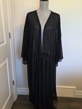 Ashley Graham black sheer kimono style beach cover up size 4X